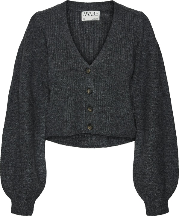 Produktbild Vero Moda Normal geschnitten V-Ausschnitt Gerippte Ärmelbündchen Ballonärmel Strickjacke Strickjacke (L)
