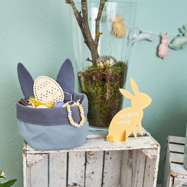 Immagine prodotto Papierdrachen Nido di Pasqua con orecchie da coniglio in mussola (1 x, 19 x 16 cm)