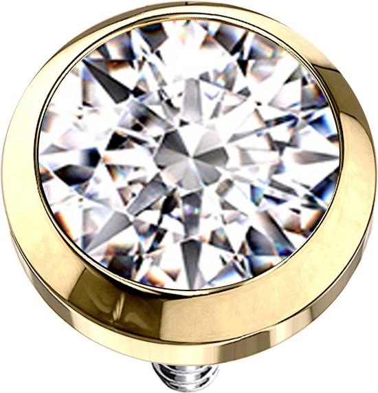 Produktbild Star Piercing Dermal Anchor vergoldet mit Kristall silber (ohne Messing, Chirurgenstahl 316L)