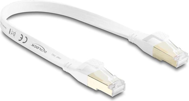 Actual product image Delock RJ45 Flachband Patchkabel Cat.8.1 U/FTP bis 40 Gbps 0,25 m weiss (81023) (U/FTP, CAT8.1, 0.25 m)