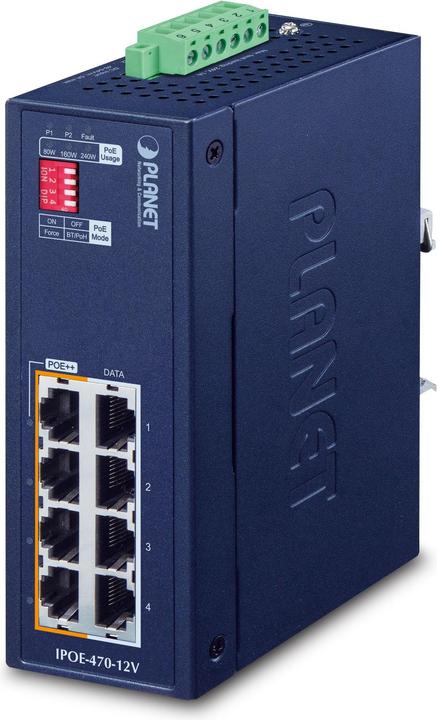 Planet Industrial 4-Port GE 802.3bt PoE++ Injector Hub (802.3bt (PoE++), 240 W)