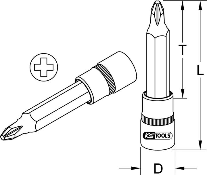 Actual product image KS Tools 1/2" bit socket long