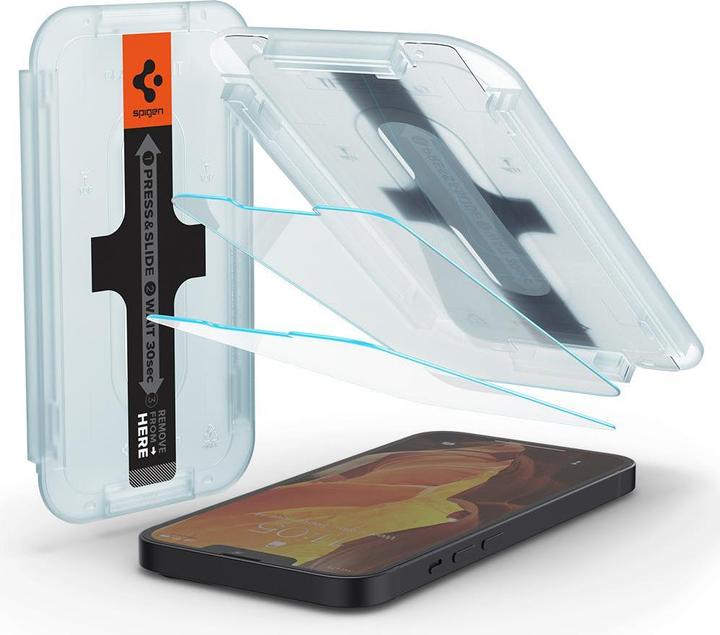 Image du produit Spigen EZ FIT Protecteur d'écran en verre trempé avec cadre de montage Apple iPhone 13 Mini 2pack (2 pièce(s), Apple iPhone 13 mini)