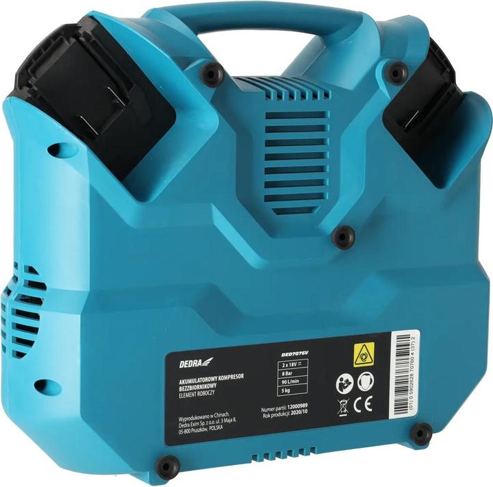 Actual product image Dedra Cordless air compressor 2x18V (8 bar)
