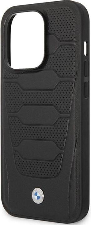 Actual product image BMW Case BMHMP14L22RPSK iPhone 14 Pro 6.1" czarny/black Leather Seats Pattern MagSafe (Apple iPhone 14 Pro)