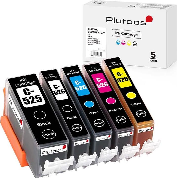 Actual product image Plutoos Canon PGI-525 CLI-526 cartridges XXL compatible, set of 5 colours (M, C, Y, FC, PBK)