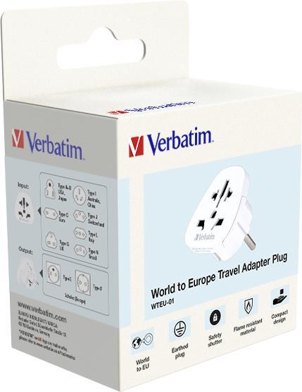 Actual product image Verbatim World to Europe Travel Adapter Plug
