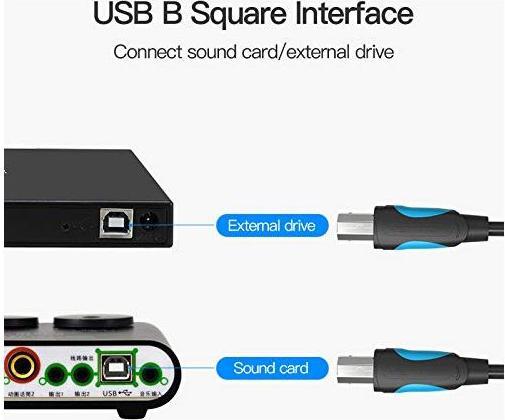 Image du produit Vention Câble USB 2.0 type A-B noir - 1,5m (1.50 m, USB 2.0)