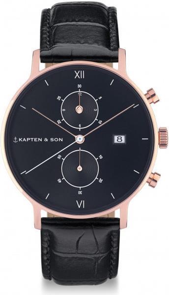 Kapten & Son Chrono All Black Croco (Analoguhr, 40 mm)