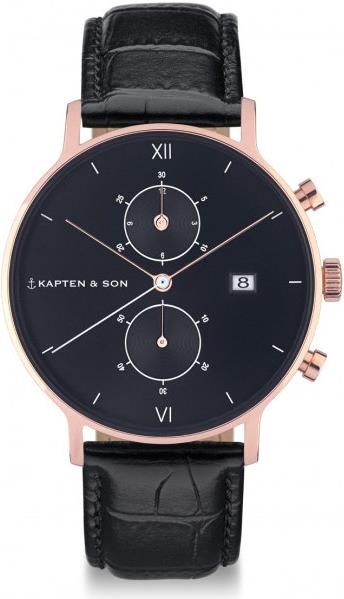 Kapten & Son Chrono All Black Croco (Analoguhr, 40 mm)