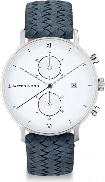 Kapten & Son Chrono Silver Light Blue Woven Leather (Analoguhr, 40 mm)