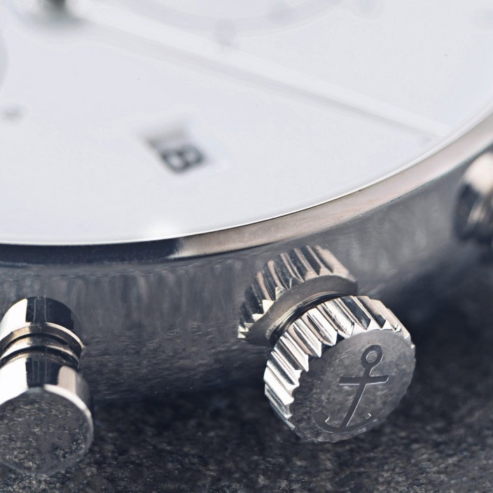 Produktbild Kapten & Son Chrono Silver Light Blue Woven Leather (Analoguhr, 40 mm)