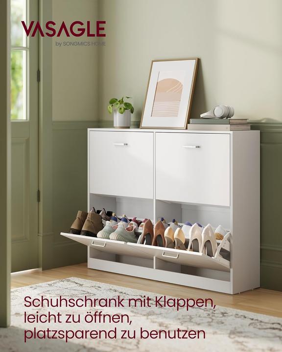Actual product image Songmics Schuhschrank Klappen Verstellbar Schuhregal Schneeweiss (105.50 x 24 x 82.70 cm)