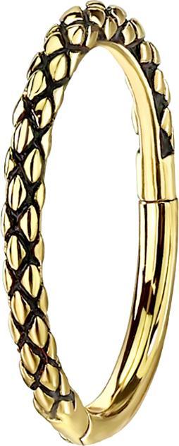 Actual product image Star Piercing Micro Segment Ring hinged gold plated lizard skin (without brass, Surgical steel 316L)