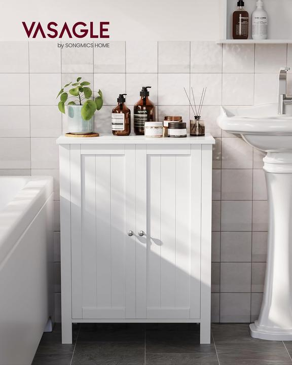Productafbeelding Songmics Badezimmerschrank Freistehend Verstellbare Regale Weiss (60 x 30 x 80 cm)