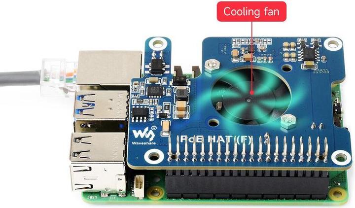 Produktbild WaveShare Raspberry Pi 5 POE Power over Ethernet HAT (F)