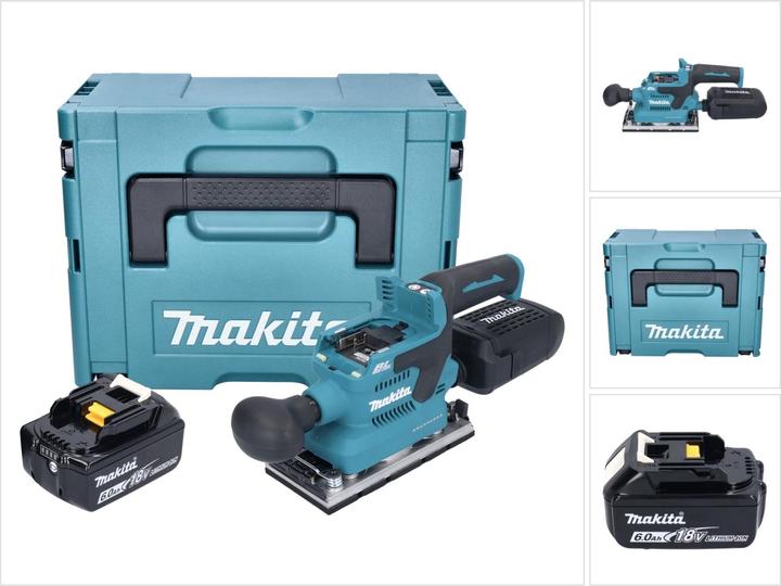 Produktbild Makita DBO 382 G1J Akku Schwingschleifer 18 V 93 x 185 mm Brushless + 1x Akku 6,0 Ah + Makpac - (Schwingschleifer, 200 W)