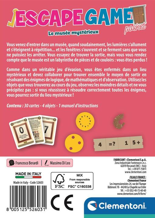 Image du produit Clementoni Fr Escape Game 3 - Musée