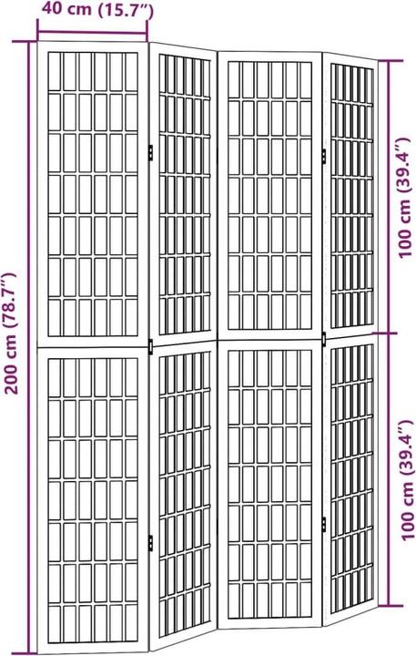 Valeurs nutritives et ingrédients vidaXL Séparation de pièce Paravent Paroi espagnole 4 pcs. blanc bois massif