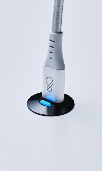 Actual product image Ochno Socket with RGB Button - USB-C outlet w. locking screw 1m cable in Black (1 m, USB 3.2 Gen 2)