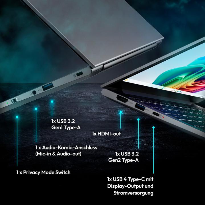 Produktbild Medion SPRCHRGD14 S1 ELITE 62637 - 14" 2,8K, Snapdragon X Elite X1E-78-100, 16GB RAM, 512GB SSD, Win (14", Snapdragon X Elite X1E-78-100, 16.38 GB, 512 GB)