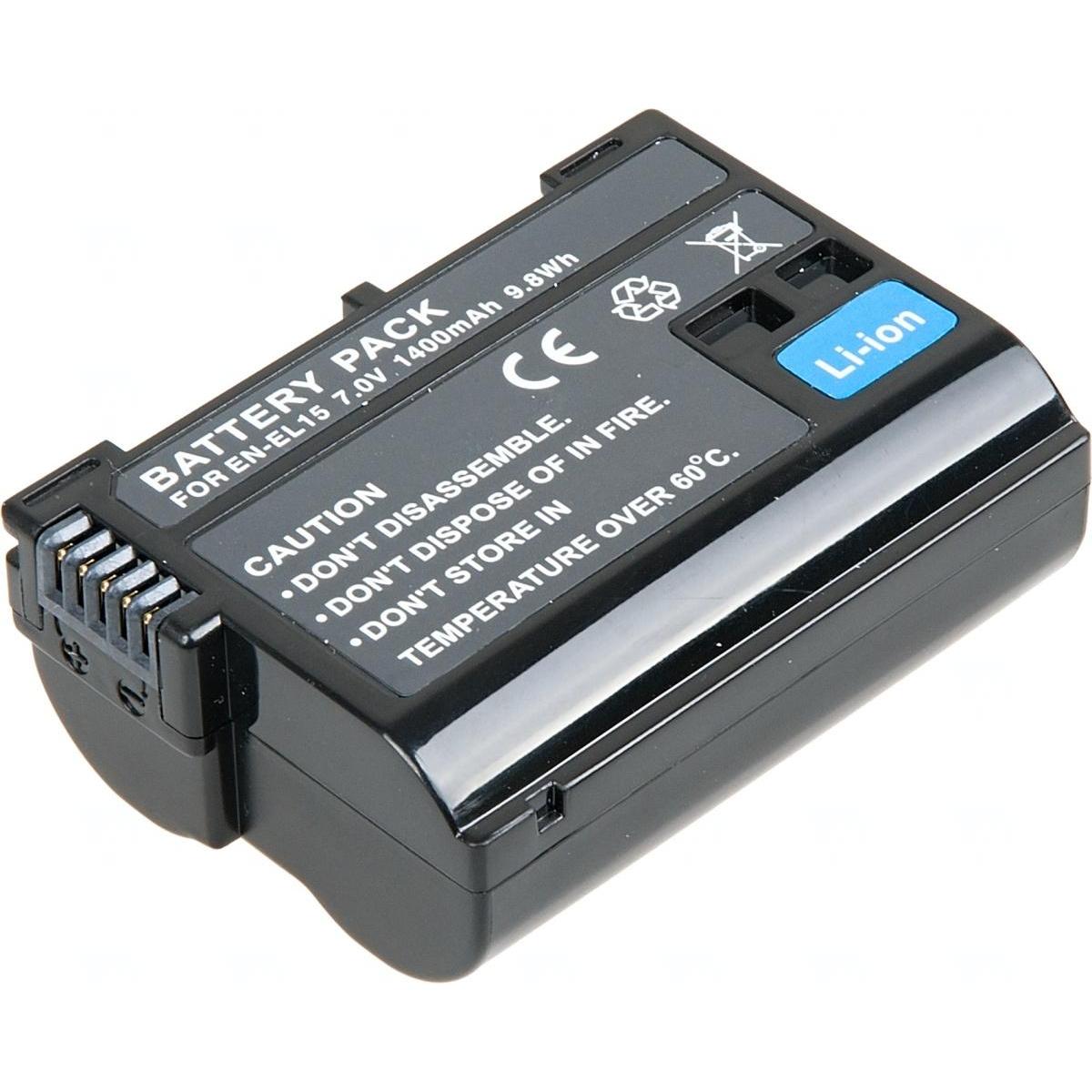 T6 Power Batteria Nikon EN-EL15,, Äerná (Batteria della fotocamera), Alimentatore fotocamera, Nero