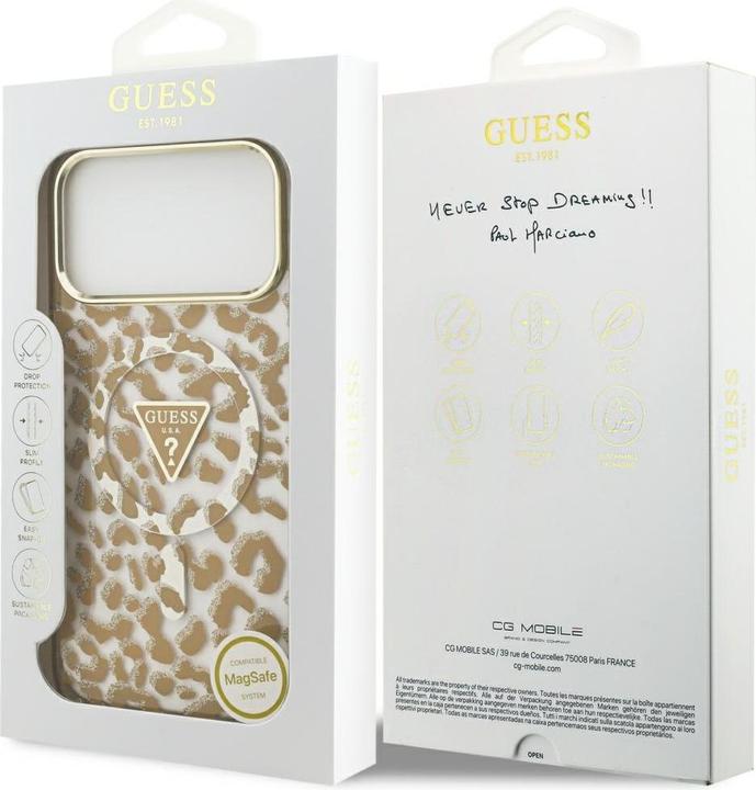 Immagine prodotto Guess - Leopard Glitter MagSafe (GUHMP17LHLEGTGLW) - iPhone 17 Pro - Brown (Apple iPhone 17 Pro)
