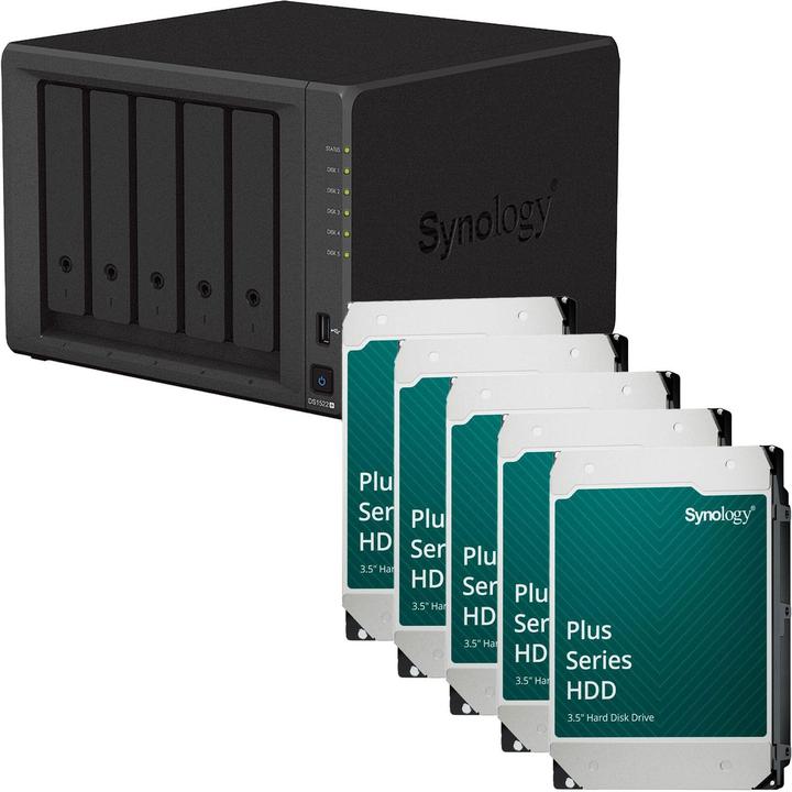 Produktbild Synology DiskStation DS1522+ 5 Einschübe NAS-Server Leergehäuse + 80 TB Plus (5x 16TB) (5 x 16 TB)