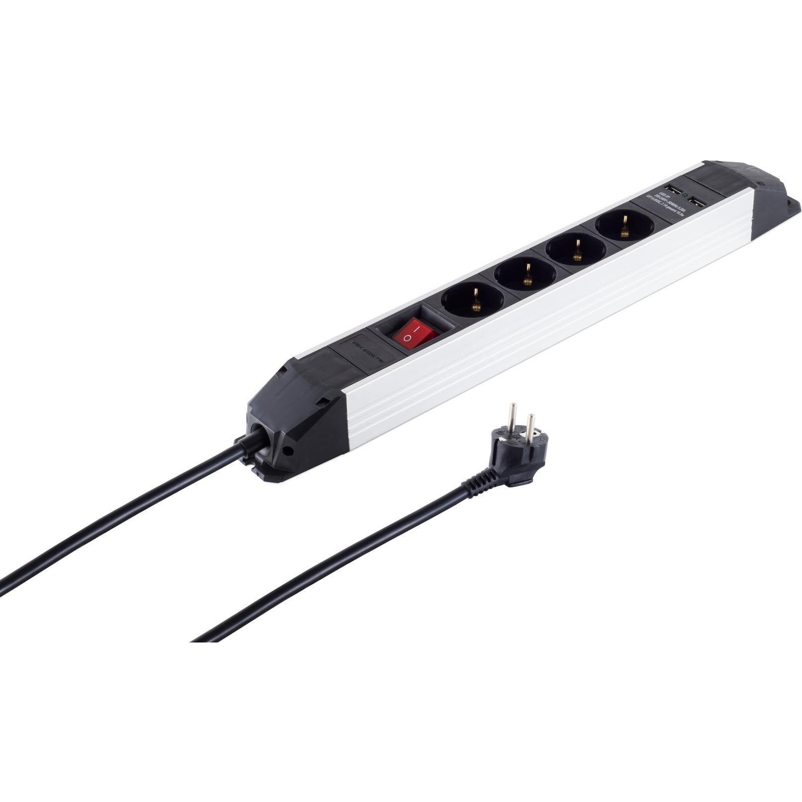 Shiverpeaks, Steckdosenleiste, S/CONN maximum connectivity Alu Steckdosenleiste 4-fach, USB Buchse (4 x, USB-C)