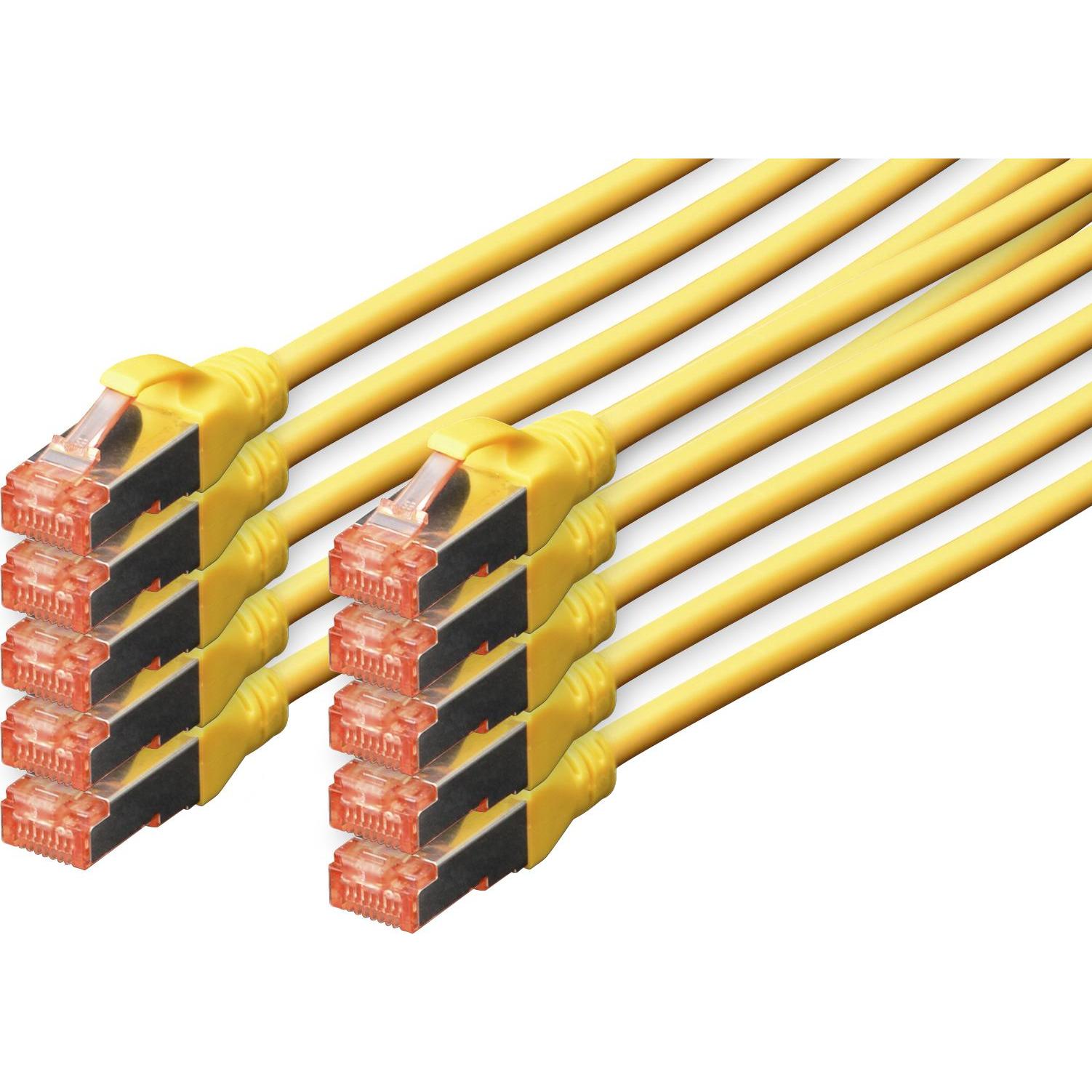 Digitus CAT 6 S-FTP Patchkabel Cu LSZH AWG 27/7 Lange 1 m 10 Stuck Farbe Gelb (S/FTP, CAT6, 1 m), Netzwerkkabel