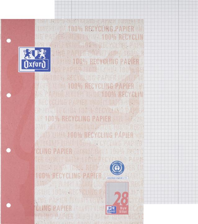 Produktbild Oxford Recycling Schulblock, A4 (A4, Kariert, Harter Einband)