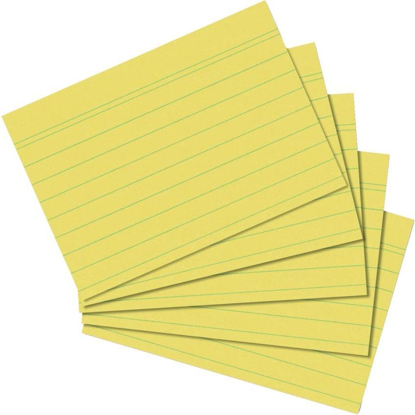 Herlitz, Karteikarten, Karteikarten, DIN A7, liniert, gelb aus Papier, 170 g-qm, holzfrei, Linienfarbe: blau, doppelte (...