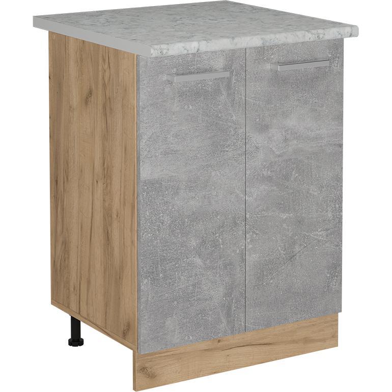 Vicco, Regal, Küchenunterschrank R-Line, Beton/Goldkraft Eiche, 60 cm AP Marmor