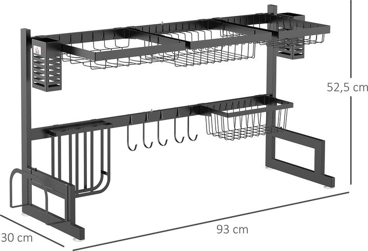 Produktbild Homcom Abtropfgestell Stahl Schwarz