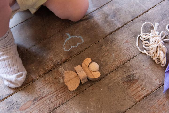 Actual product image Childhome Childwood Handmade Wooden Rattle BLOEM