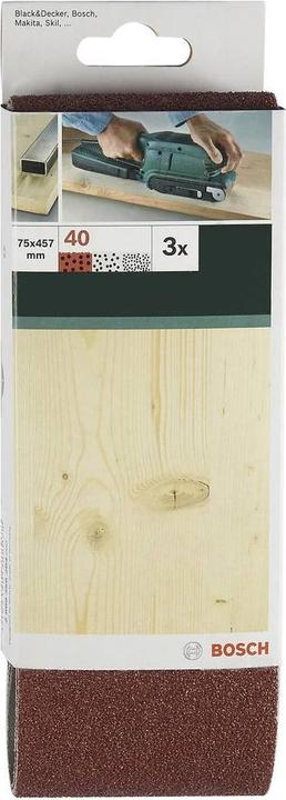 Actual product image Bosch Zubehör 3-piece sanding belt set for belt sander, red quality K = 40 (40)