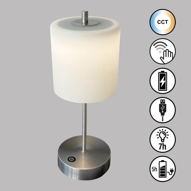 FHL easy, Tischlampe, FHL Riva LED Tischleuchte Akku, USB 1,8W Tunable white steuerbar dimmbar weiss 850348