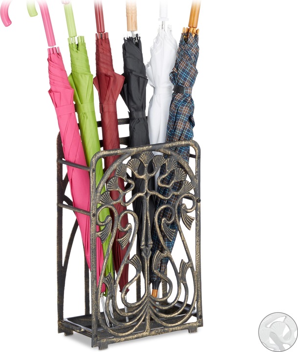 Actual product image Relaxdays Cast Iron Umbrella Stand, Rectangular (30.5 x 16 x 48.5 cm)