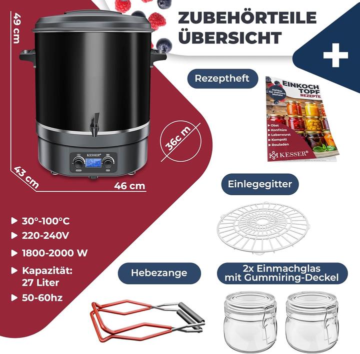 Produktbild Kesser Einkochautomat mit Timer und Abschaltautomatik (27 l)