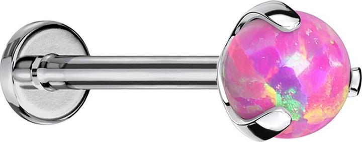 Actual product image Star Piercing Micro Threadless Labret silver with ball Opal pink set (Titanium, without brass)