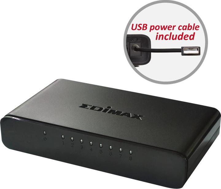 Actual product image edimax ES-3308P V3: 8 Port Switch,100Mbit/s (8 ports)