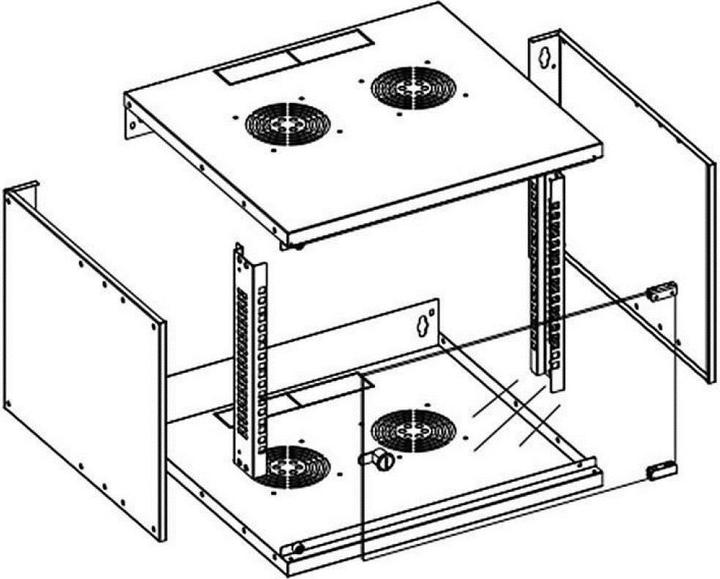 Image du produit Techly I-CASE EL-1006B45 Étagère murale en rack 6U (6 HE, Rack 19 pouces)