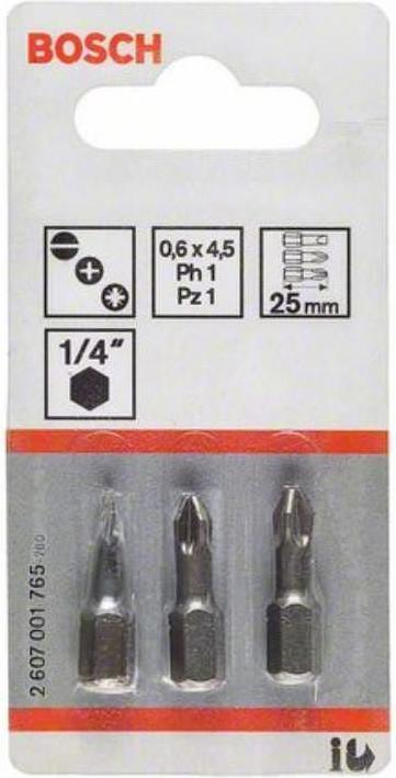 Actual product image Bosch Professional Zubehör Screwdriver bit set extra-hard, 3-piece, PH1, PH2, PH3, 89 mm (Cross Phillips PH M1, Cross Phillips PH M2, Cross Phillips PH M3)