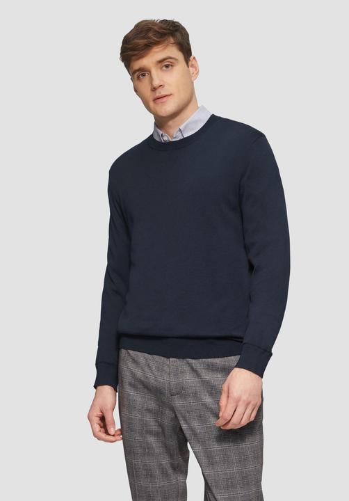 Produktbild s.Oliver Strickpullover Edler Feinstrickpullover aus Baumwollmix mit Rippbündchen (M)