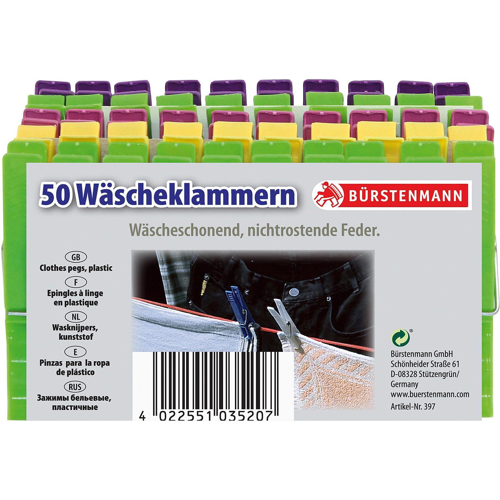 Thumbnail - 6x Bürstenmann Wäscheklammern, Zubehör Bügeln + Wäschepflege, Mehrfarbig