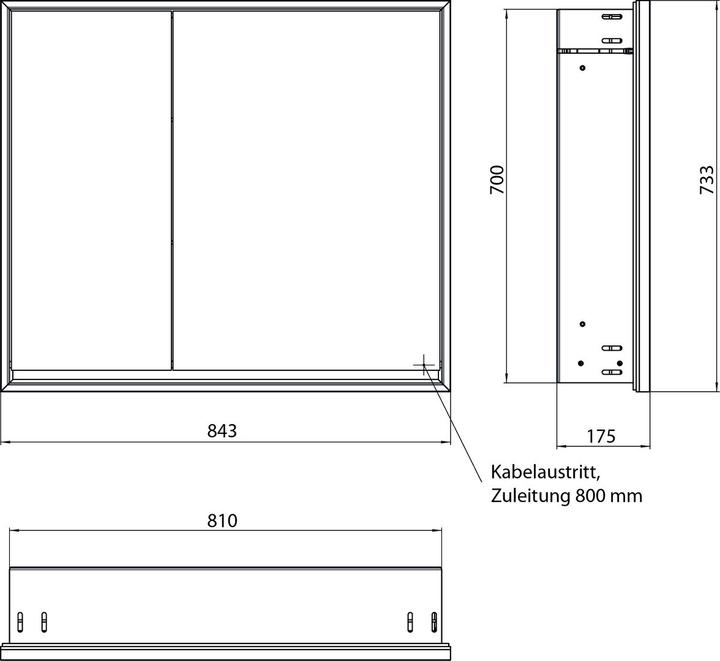 Productafbeelding Emco loft Lichtspiegelschrank, 800mm, 2 Türen, Unterputzmodell, aluminium/weiss, 979806109 (84.30 x 17.50 x 73.30 cm)