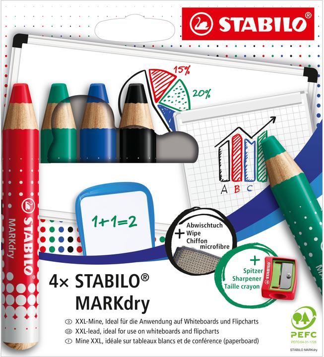 Produktbild STABILO Marker MARKdry (Mehrfarbig, 10 mm, 4 x)