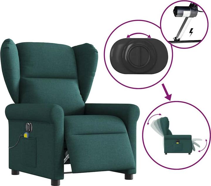 Image du produit VidaXL Fauteuil de massage électrique Vert foncé Tissu