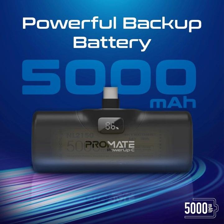 Actual product image ProMate PowerUp-C 5000mAh Mini Powerbank Black (5000 mAh, 18.50 Wh)