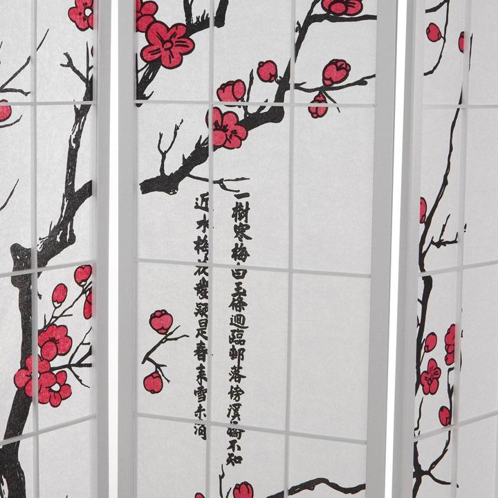Immagine prodotto Greendeco 4 pezzi Paravent Room Divider Cherry Pattern Cherry Blossoms Bianco
